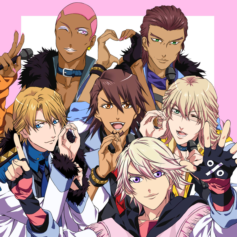 antonio_lopez, barnaby_brooks_jr, blonde_hair, blue_eyes, brown_eyes, brown_hair, collar, dark_skin