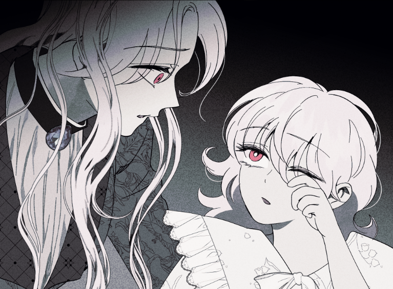 2girls, ;o, child, commentary_request, eilie_(witch's_island), hand_up, isabella_(witch's_island), korean_commentary