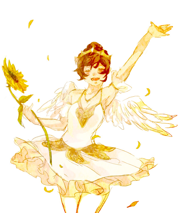 alternate_costume, arm_raised, arm_up, artist_request, ballerina, blush, brown_hair, closed_eyes