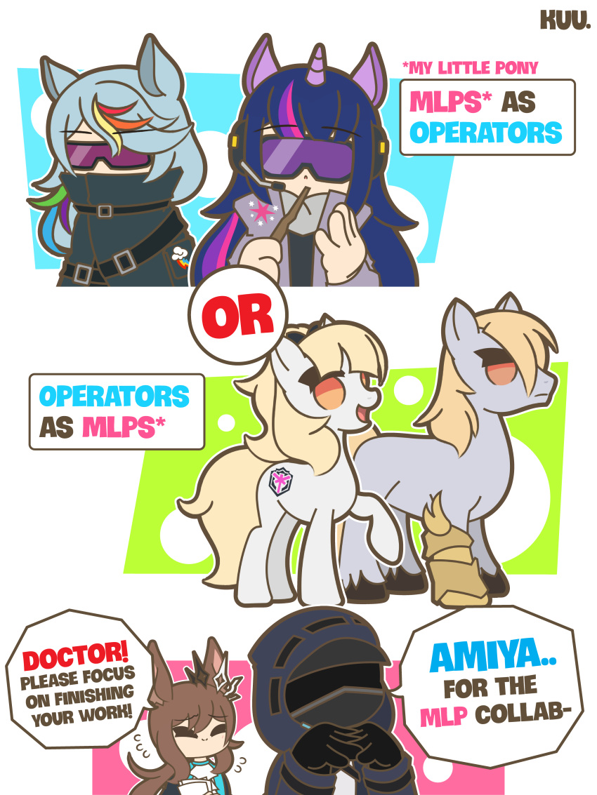 1other, 3girls, :d, ^_^, absurdres, amiya_(arknights), animal, animal_ears