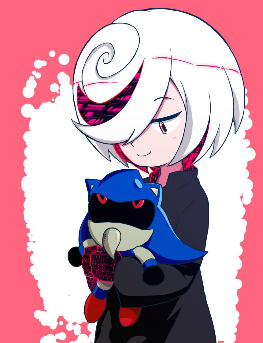 1girl, black_dress, black_hair, blanketdrawing, bob_cut, character_doll, closed_mouth, colored_extremities