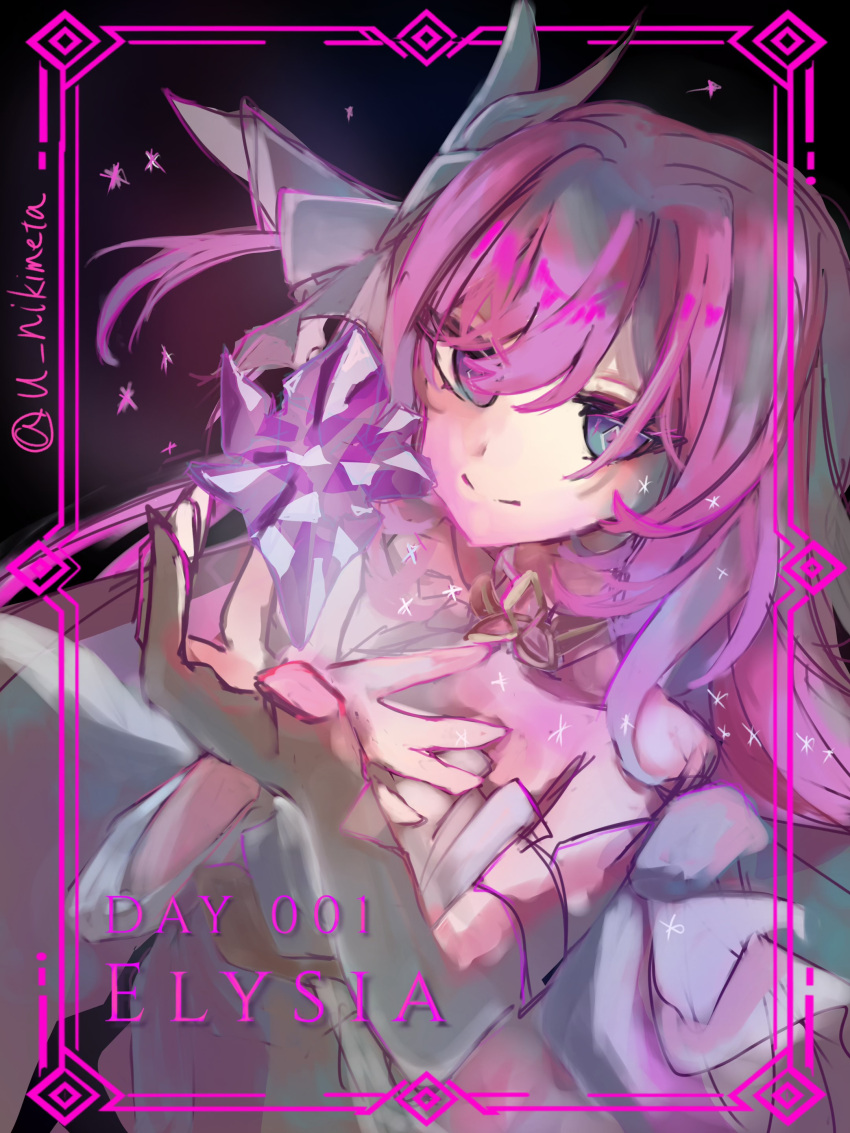 absurdres, chinese_hairstyle, commentary_request, corset, crystal_flower, diamond-shaped_pupils, diamond_(shape), elf