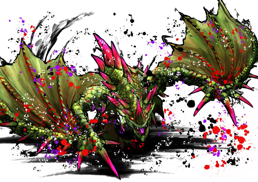 catherine5884, colored_tongue, commentary_request, dragon, espinas, glowing, glowing_eyes, green_scales