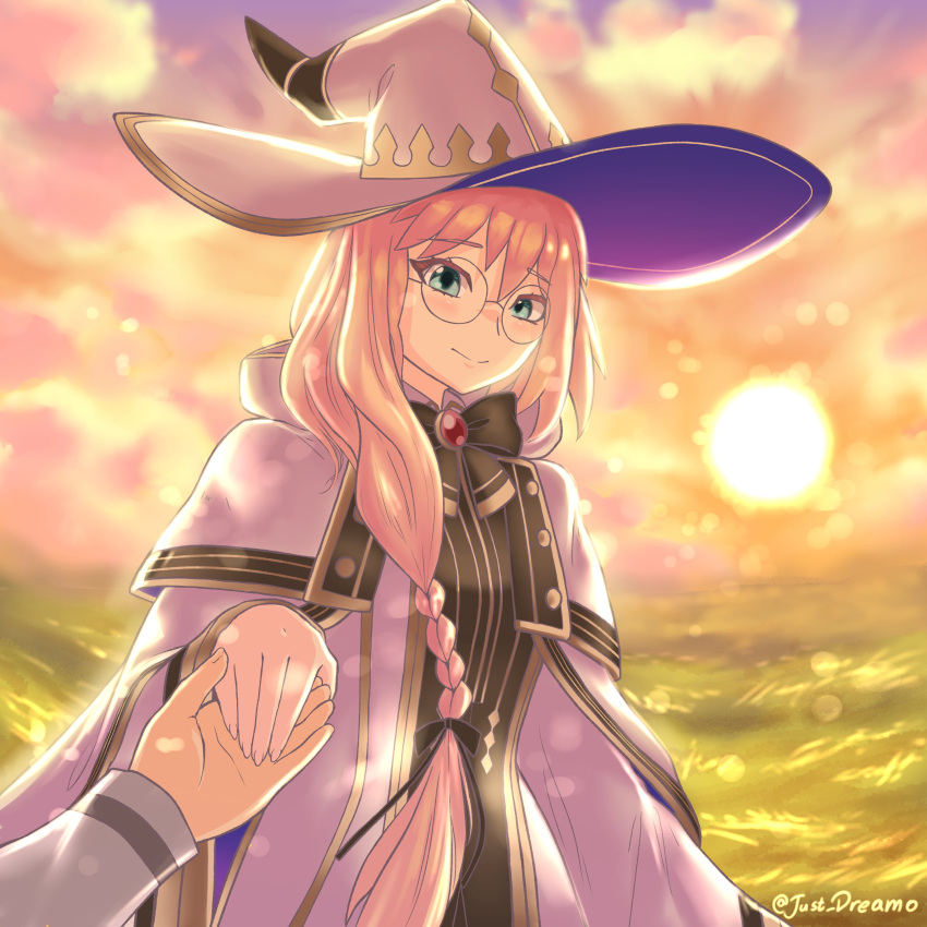 1girl, absurdres, aesc_(fate), aesc_(rain_witch)_(fate), blonde_hair, blue_eyes, braid, cloak
