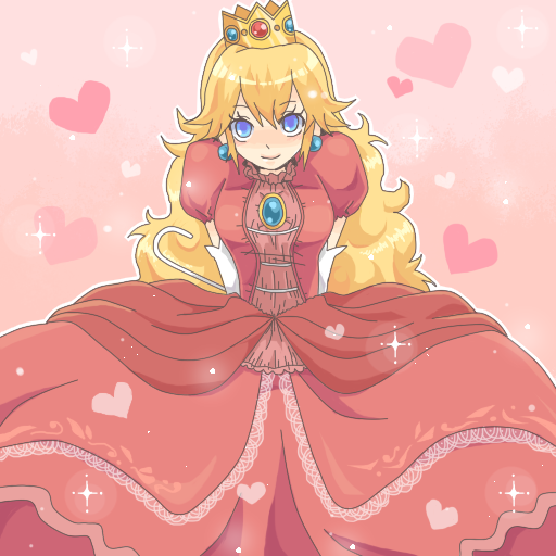 blue_eyes, crown, dress, long_hair, love_(ai-mfmf), nintendo, princess_peach, smile, super_mario_bros.