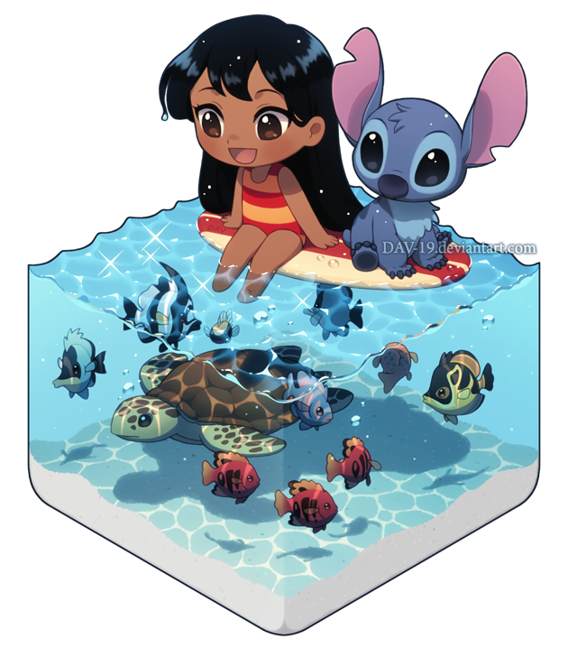 1girl, alien, animal, animification, black_hair, blue_fur, brown_eyes, casual_one-piece_swimsuit