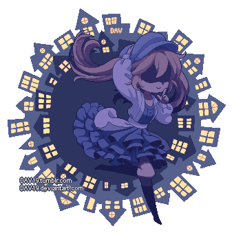 1girl, animated, animated_gif, blonde_hair, blue_dress, blue_hat, borrowed_character, cardigan