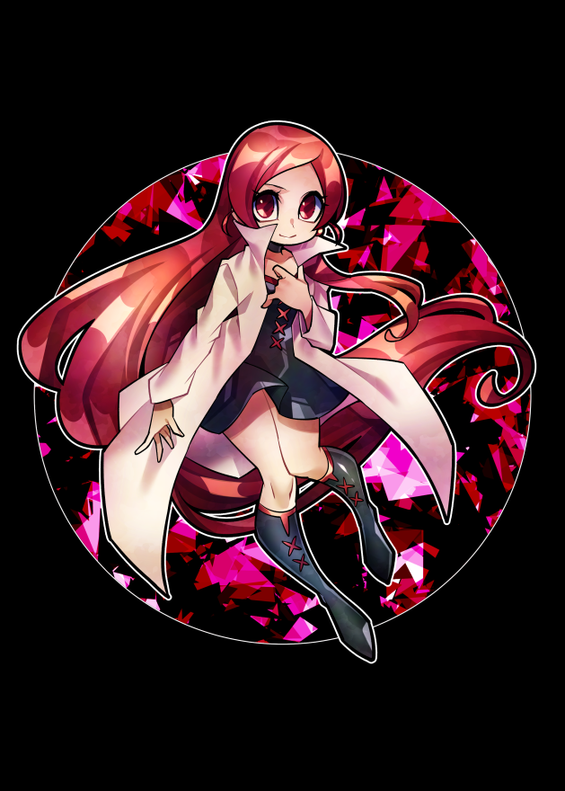 1girl, black_background, black_choker, boots, choker, closed_mouth, commentary_request, cure_blossom_mirage