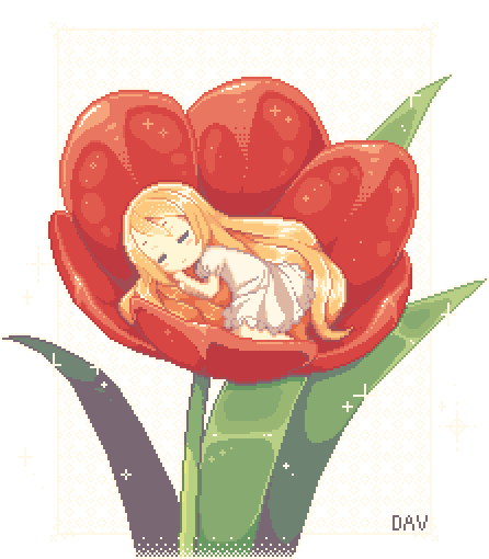 1girl, andersen's_fairy_tales, animated, animated_gif, blonde_hair, closed_eyes, commentary, dav-19