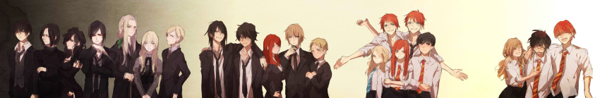 6+girls, absurdres, bellatrix_lestrange, black_hair, blonde_hair, draco_malfoy, everyone, fred_weasley