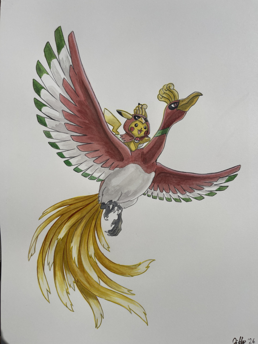 absurdres, bird, clothed_pokemon, cosplay, dittoinks, highres, ho-oh, ho-oh_(cosplay)