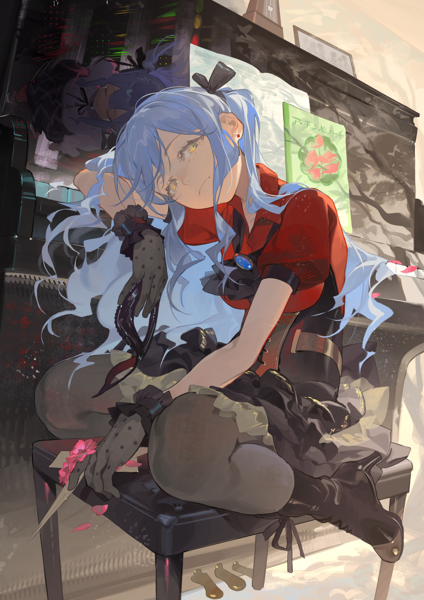 1girl, absurdres, ascot, bang_dream!, bang_dream!_it's_mygo!!!!!, black_ascot, black_boots, black_corset