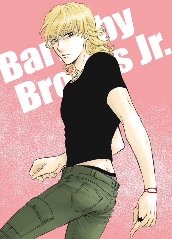 bad_id, barnaby_brooks_jr, black_t-shirt, blonde_hair, boxers, glasses, green_eyes, jewelry