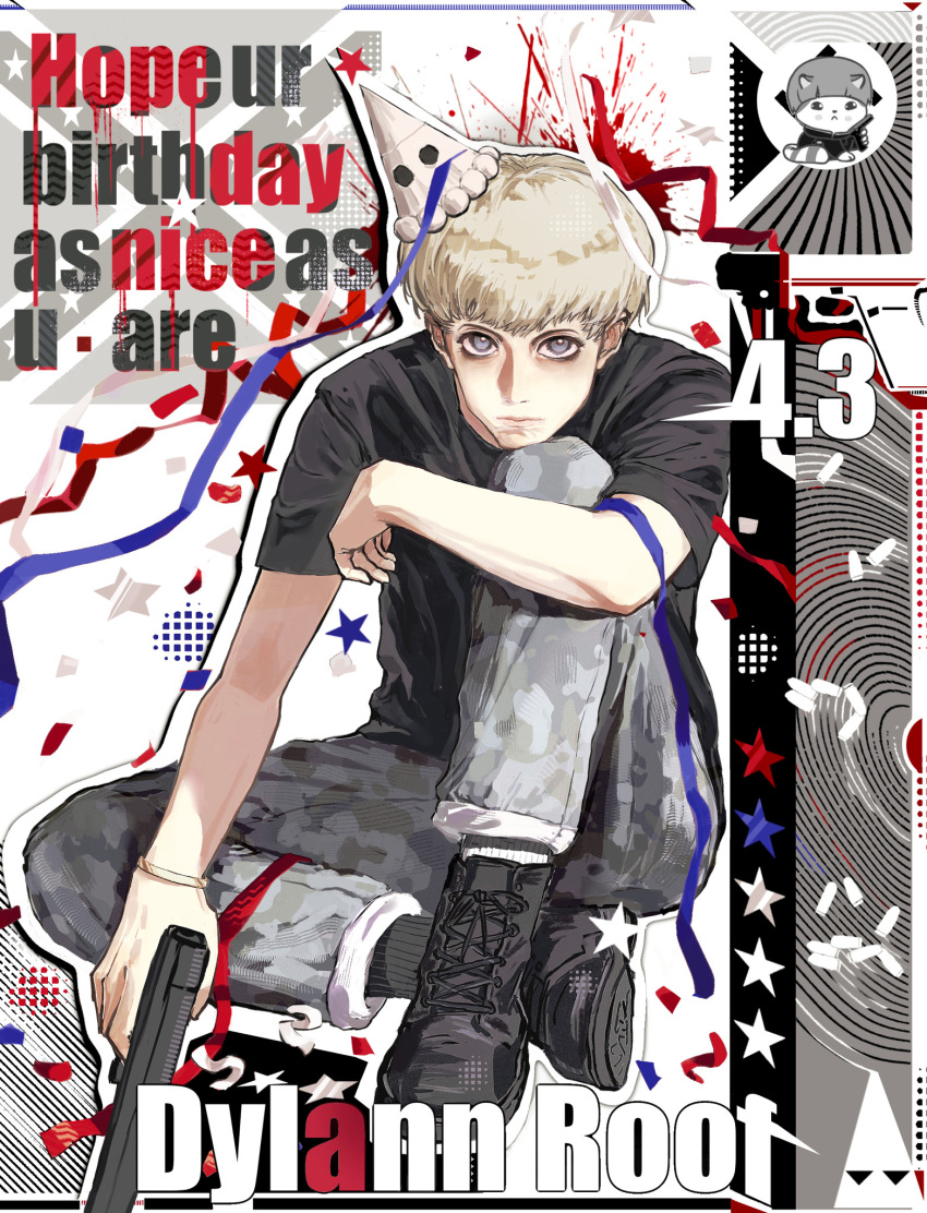 1boy, american_flag, american_flag_print, animification, ankle_boots, arm_at_side, artist_name, artist_request