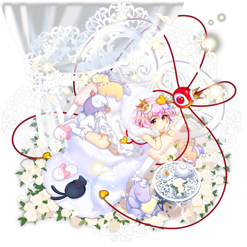 1girl, aged_down, alternate_costume, animalization, black_cat, cat, child, crown