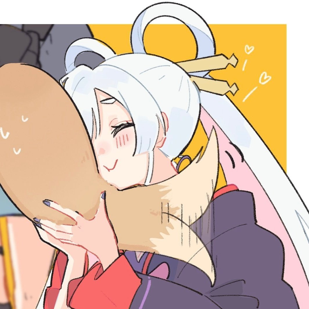 2girls, :t, blush, cho_kaguya-hime!, closed_eyes, commentary_request, fox_tail, hair_ornament