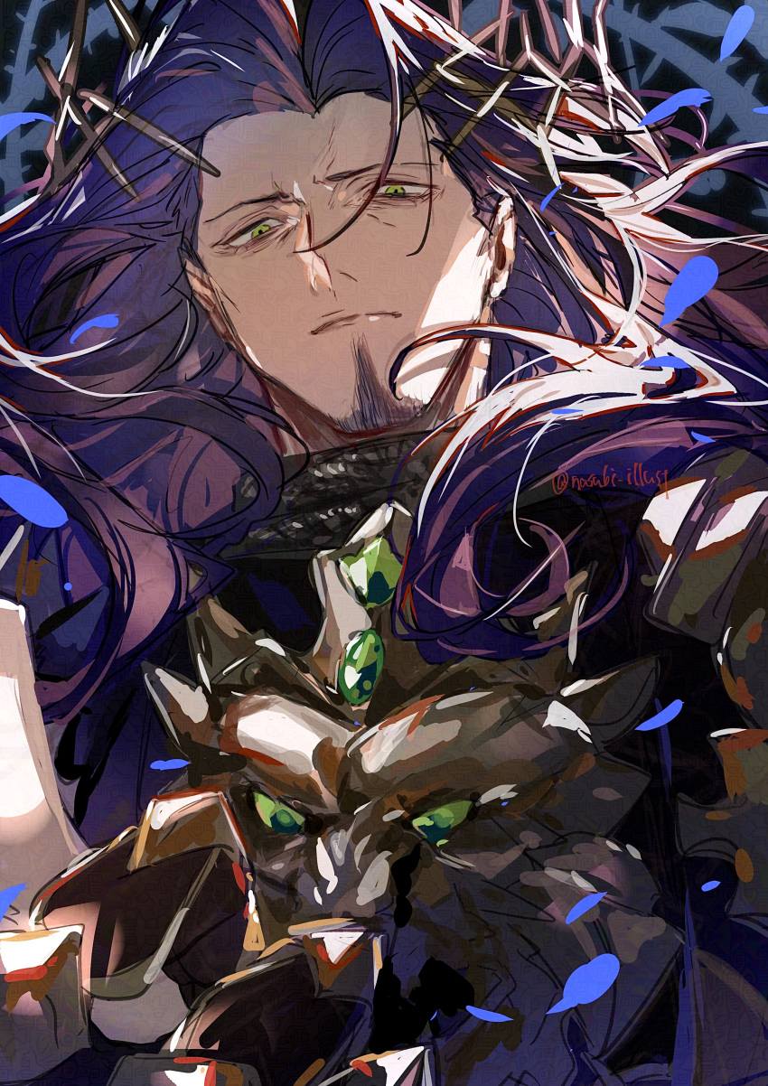 1boy, absurdres, artist_name, closed_mouth, commentary_request, facial_hair, fate/grand_order, fate_(series)