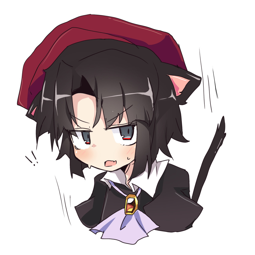 !, !!, 1boy, absurdres, angry, animal_ears, ascot, beret