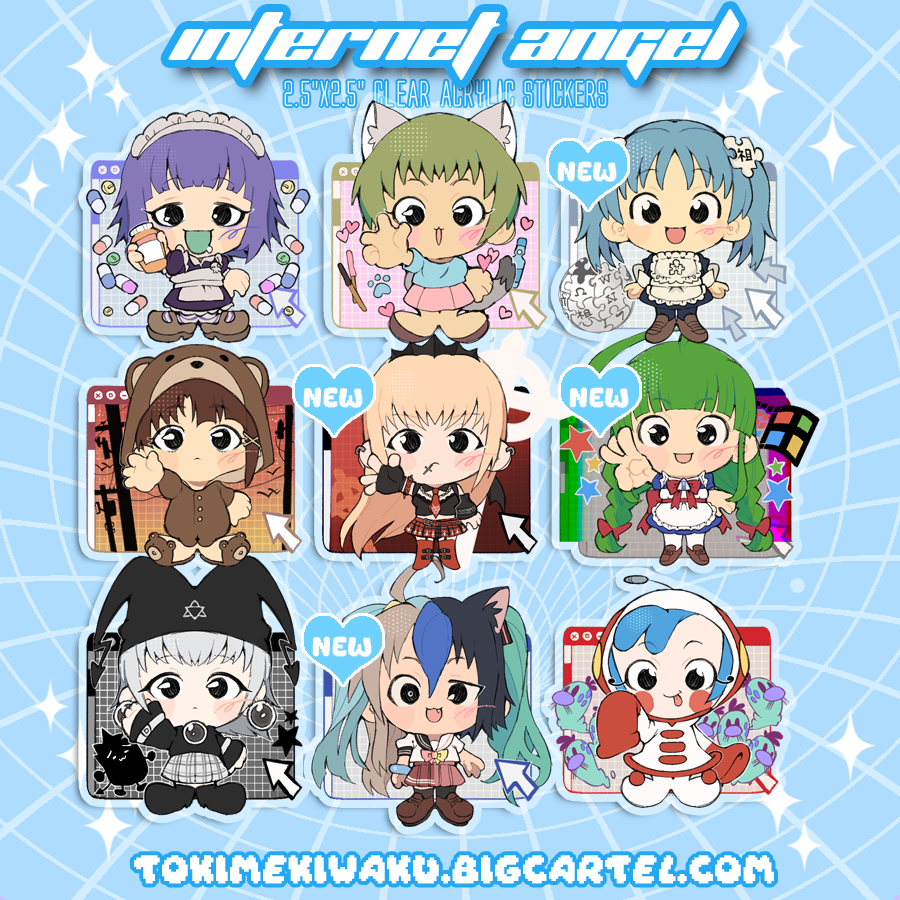6+girls, ahoge, animal_ears, antennae, apron, aqua_hair, blue_hair, blush_stickers