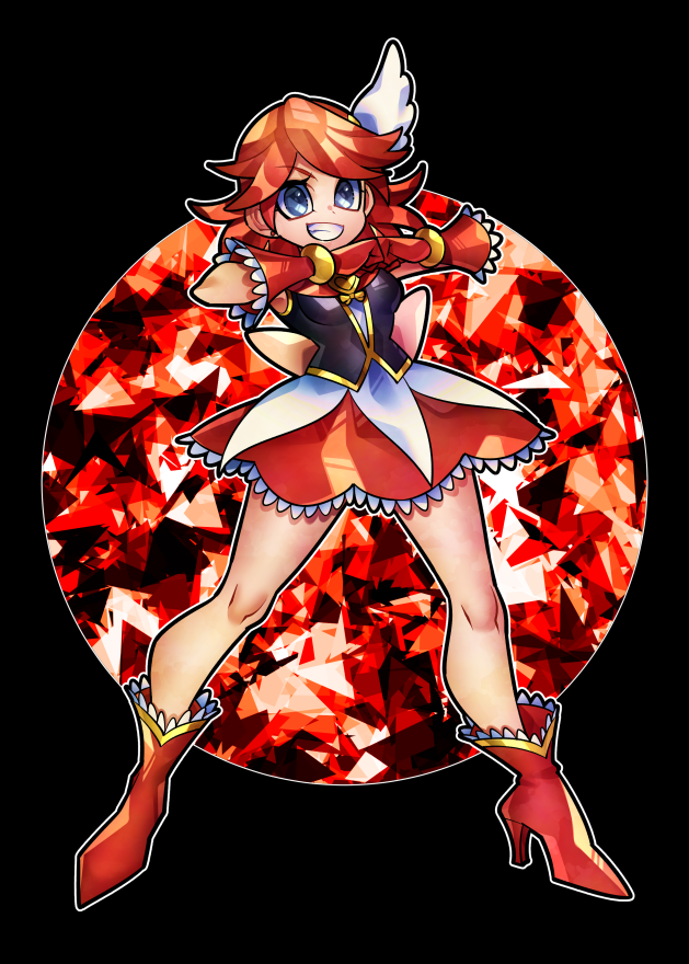 1girl, black_background, blue_eyes, boots, commentary_request, cure_southern_cross, earrings, english_commentary