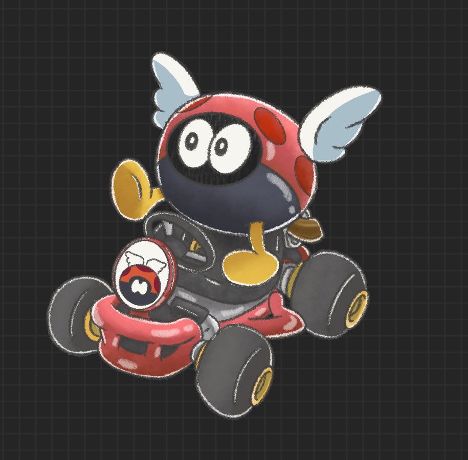 biddybuggy, black_background, go-kart, grid_background, junithepuny, mario_kart, mario_kart_world, no_humans