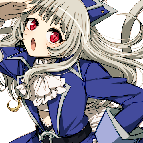 1girl, akasata, ascot, blue_coat, captain_grace, cat_tail, coat, frilled_coat