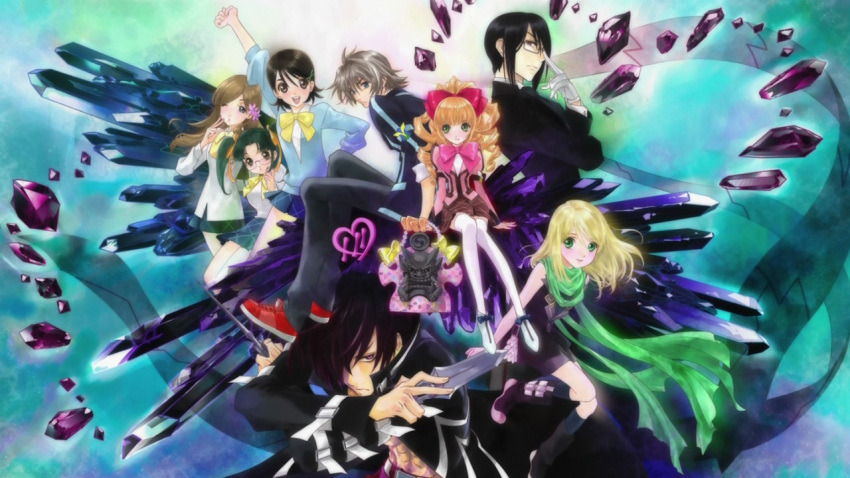 aiba_ruri, akasaki_nanami, blue_eyes, bow, brown_hair, crystal, drill_hair, fei_zhui_lau