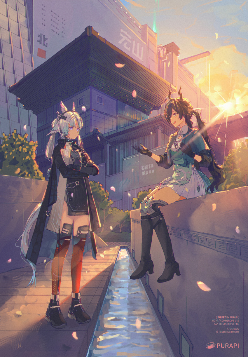 2girls, absurdres, animal_ears, arcane_(arknights), arknights, arknights:_endfield, bird_ears, bird_girl
