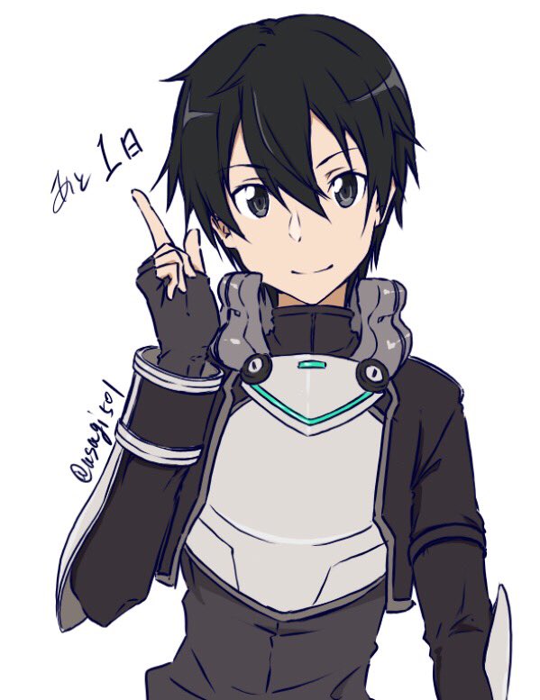 1boy, artist_name, asagi501, black_gloves, black_hair, black_jacket, black_shirt, chest_guard