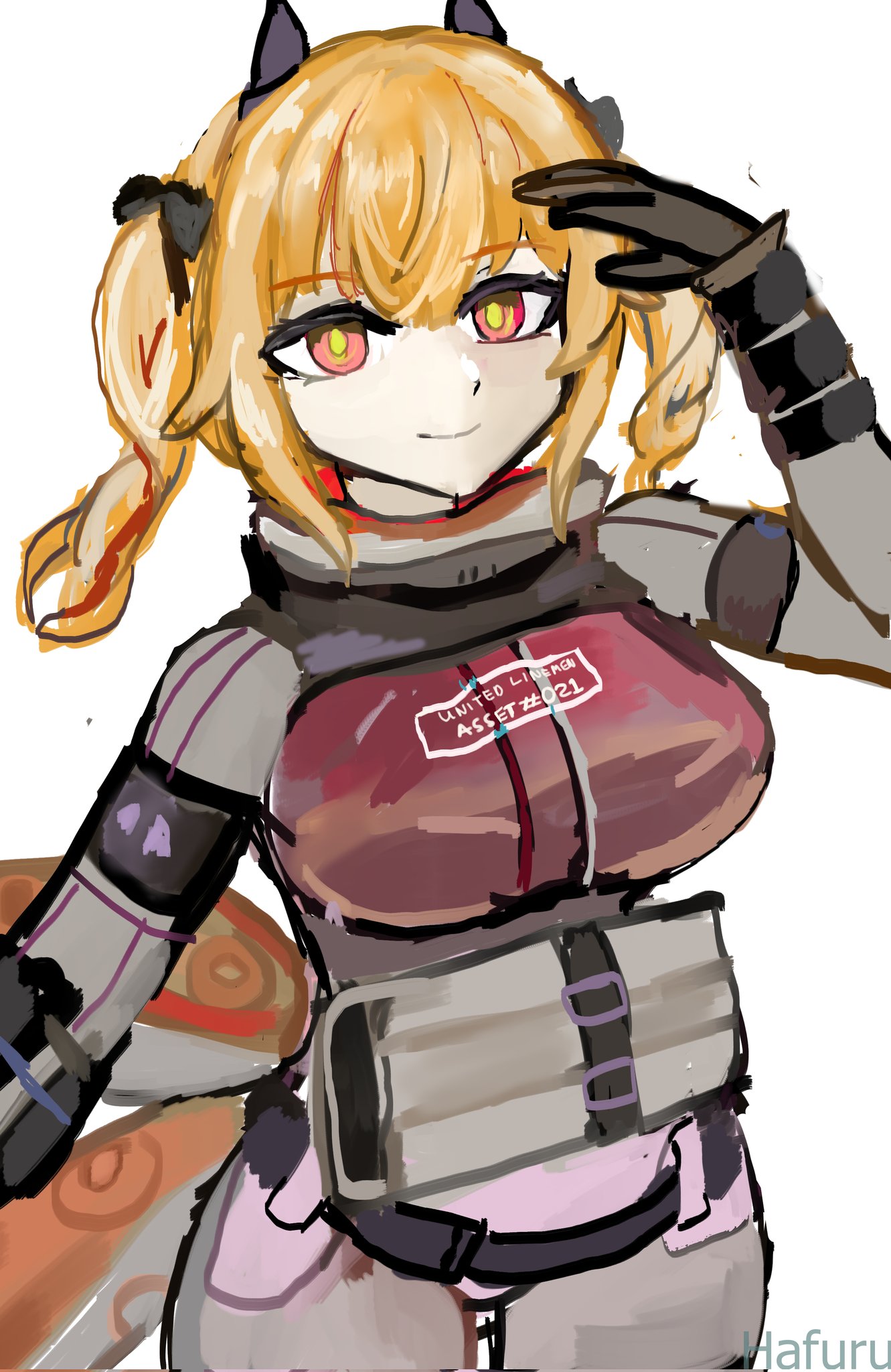 1girl, blonde_hair, bow, breasts, grimm_hafr95, hair_bow, highres, medium_breasts