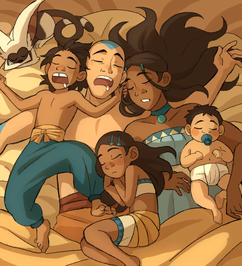 2girls, aang, avatar:_aang_the_last_airbender, avatar:_the_last_airbender, avatar_legends, bumi_(legend_of_korra), child, family