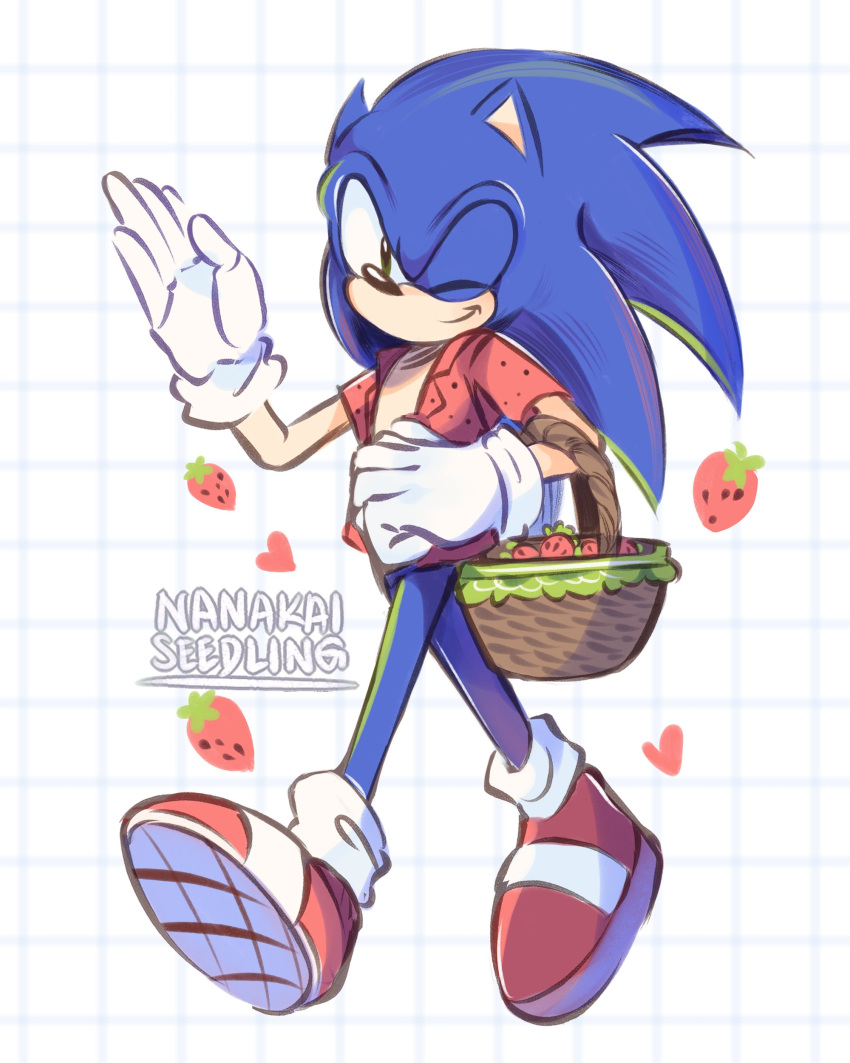 1boy, absurdres, food, fruit, gloves, hedgehog_boy, highres, nanakaiseedling