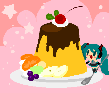 apple, apple_slice, aqua_eyes, cherry, chibi, chibi_only, commentary_request, dessert
