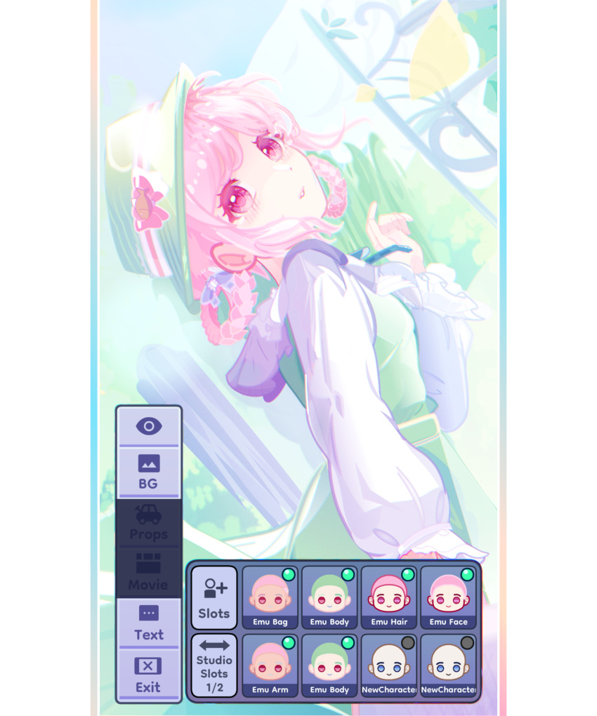 1girl, absurdres, art_program_in_frame, blue_ribbon, breasts, chromatic_aberration, colorful_festival_(project_sekai), commentary