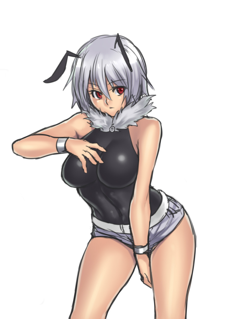 bee_girl, bracelet, breasts, collar, female, fur_trim, highres, houtengeki