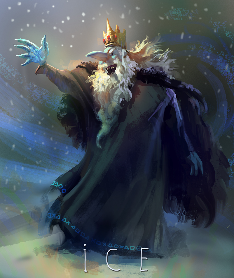 ._., 1boy, adventure_time, beard, blue_skin, colored_skin, crown, english_text