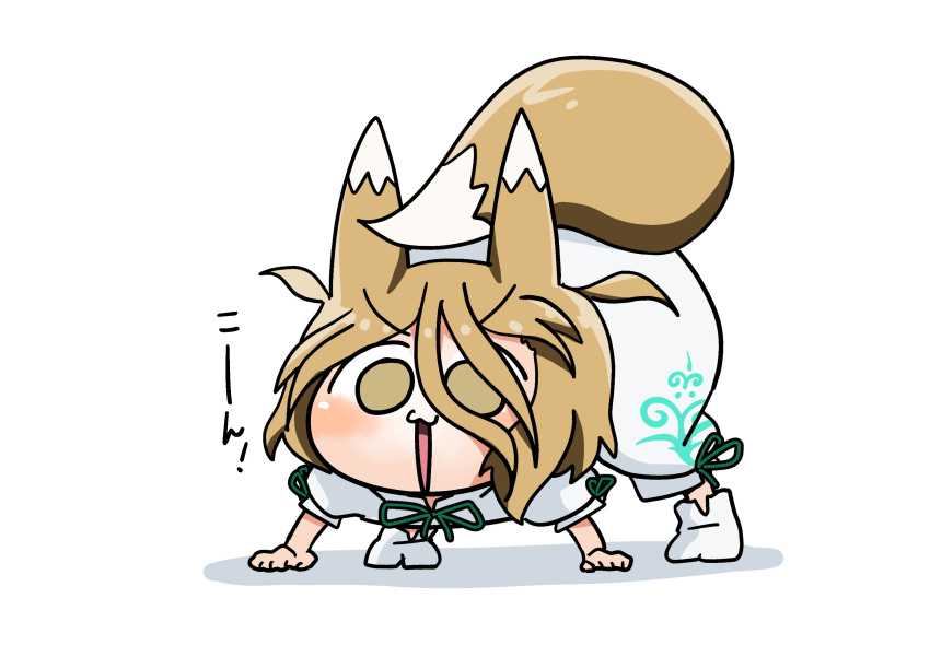 1girl, :3, :d, absurdres, all_fours, animal_ears, bear_position, blonde_hair