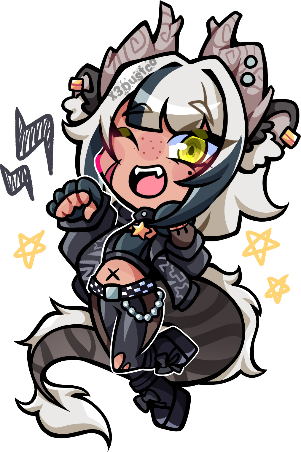 1girl, animal_ears, black_jacket, black_pants, black_shoes, blush, checkered_belt, chibi