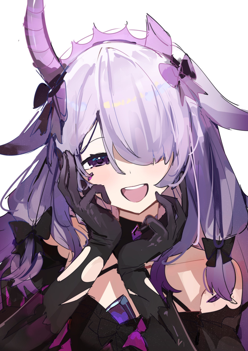 1girl, absurdres, black_dress, black_gloves, carternanmen, dress, gloves, grey_hair