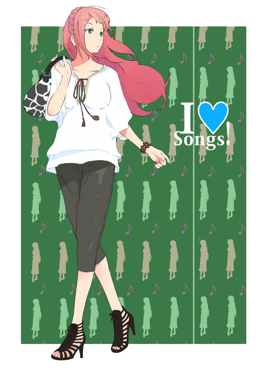 absurdres, blue_eyes, carlos_toshiki, casual, face, hairband, high_heels, highres