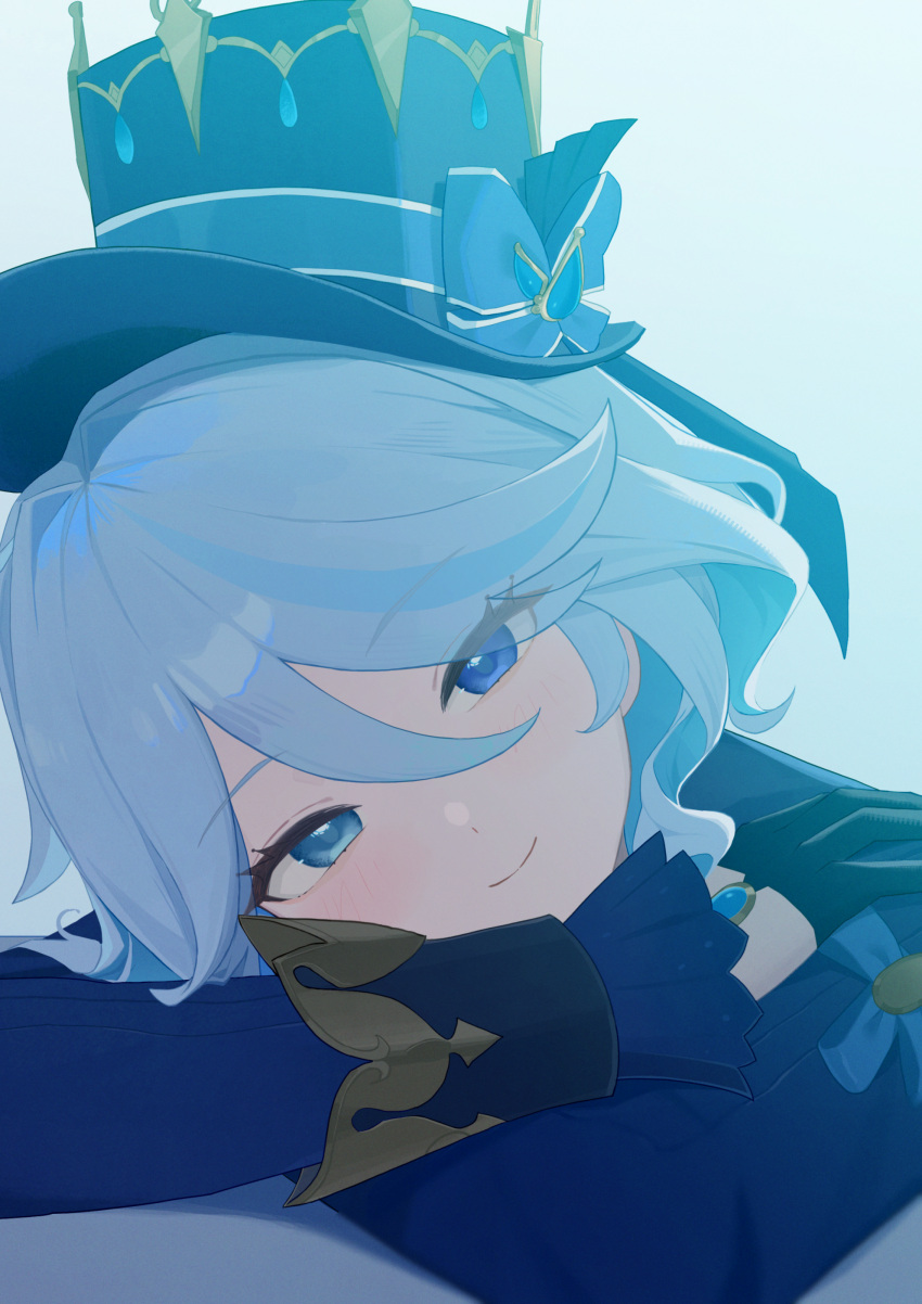 1girl, absurdres, blush, commentary_request, furina_(genshin_impact), gem, genshin_impact, gloves