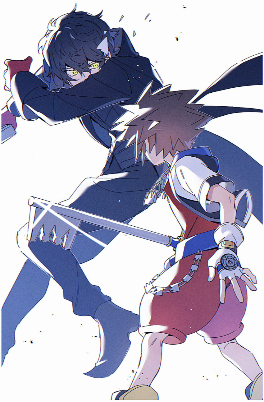 2boys, amamiya_ren, attakaimizu7619, black_hair, crown_necklace, gloves, hair_between_eyes, highres