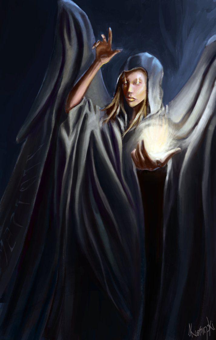 1girl, angel_wings, arm_up, artist_request, blonde_hair, blue_background, blue_robe, energy