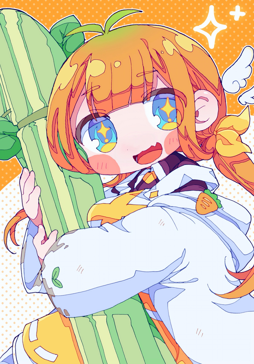 1girl, absurdres, blue_eyes, highres, holding, kyarot_(trickcal), long_hair, looking_at_viewer