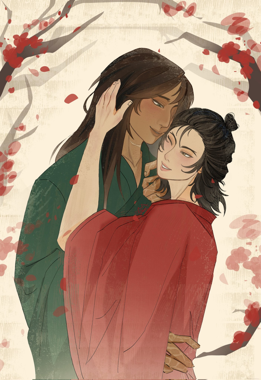 2girls, avatar_legends, black_hair, branch, brown_hair, commentary, dark-skinned_female, dark_skin