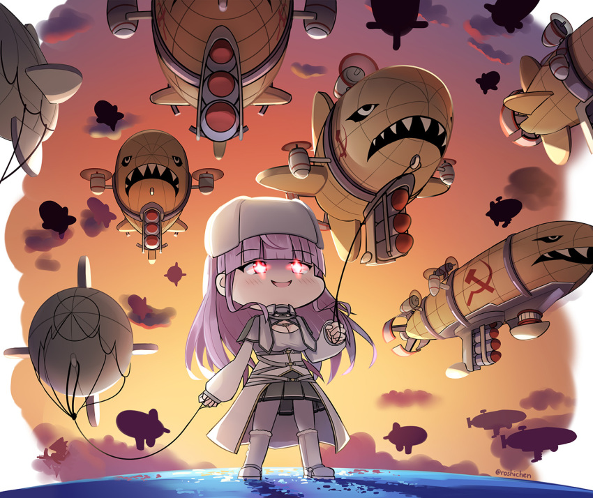1girl, aircraft, capelet, chibi, command_&amp;_conquer, command_&amp;_conquer:_red_alert, command_&amp;_conquer:_red_alert_2, commentary_request