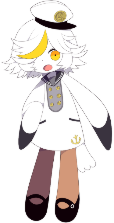 1girl, anchor_hat_ornament, anchor_symbol, bird_girl, bird_tail, bird_wings, black_shoes, blonde_hair