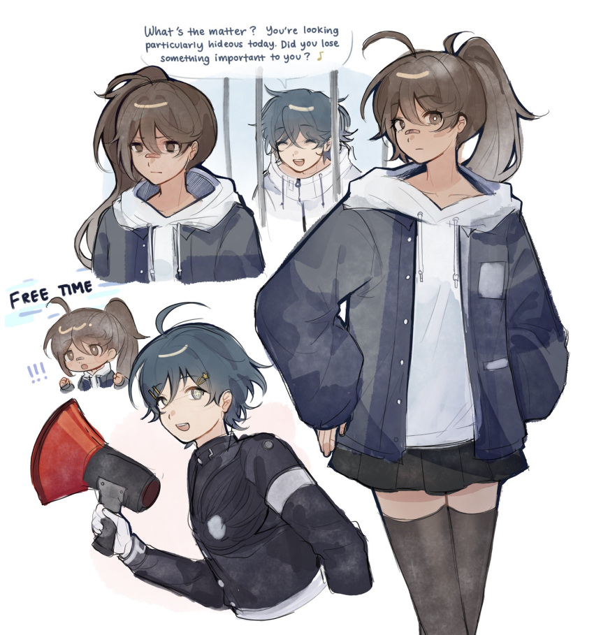 !, 1boy, 1girl, :d, ^_^, ahoge, aotsuki_eito, aotsuki_eito_(cosplay)