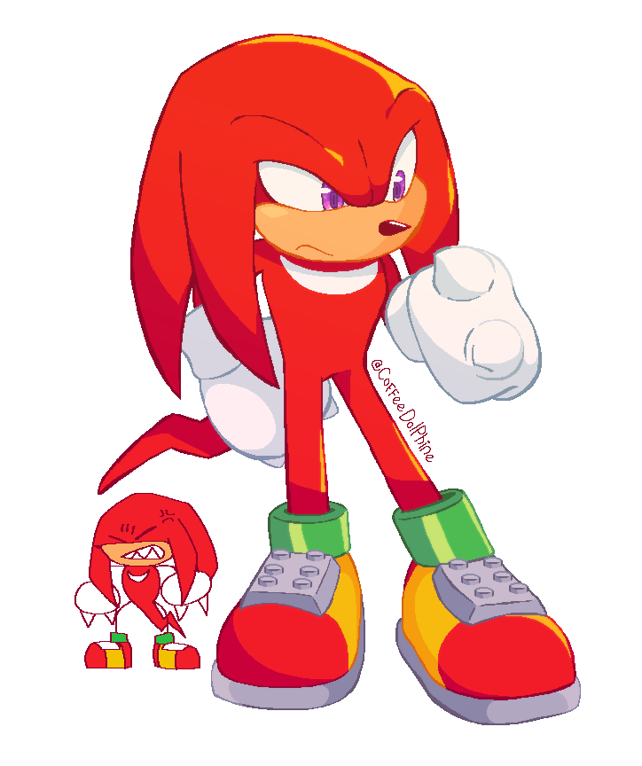 1boy, anger_vein, coffeedolphine, commentary, english_commentary, full_body, furry, furry_male, gloves, knuckles_the_echidna, male_focus, solo, sonic_(series), standing, tail, transparent_background, twitter_username, violet_eyes, white_gloves