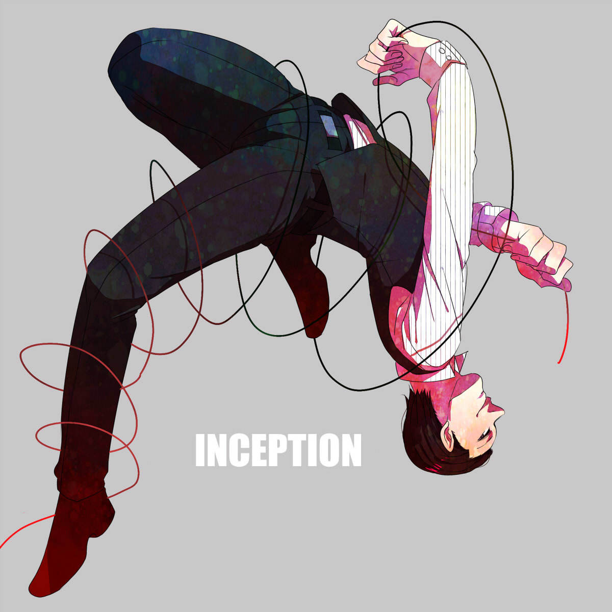 arthur_(inception), black_hair, floating, highres, inception, kogashirou, male, short_hair